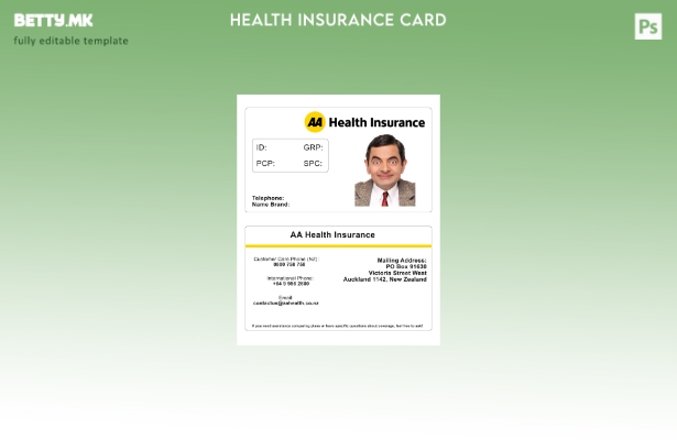 Модерен стил шаблон за картичка за здравствено осигурување на Нов Зеланд